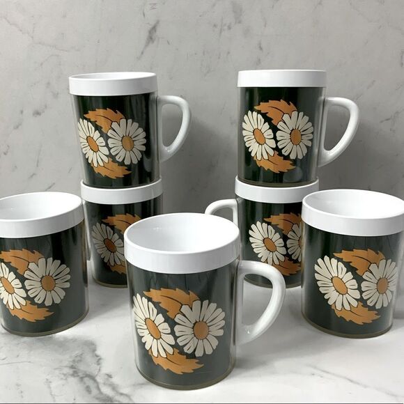Set of 7 VINTAGE 70’s TERMO SERV double walled insulated coffee mugs - Picture 1 of 5